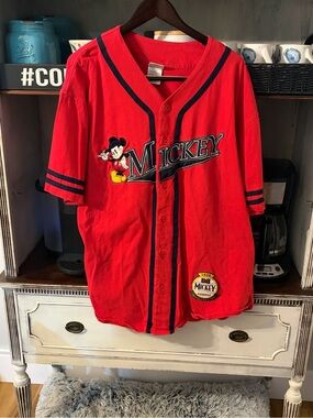 VTG  Disney Store Mickey Mouse red baseball jersey nice condition XL